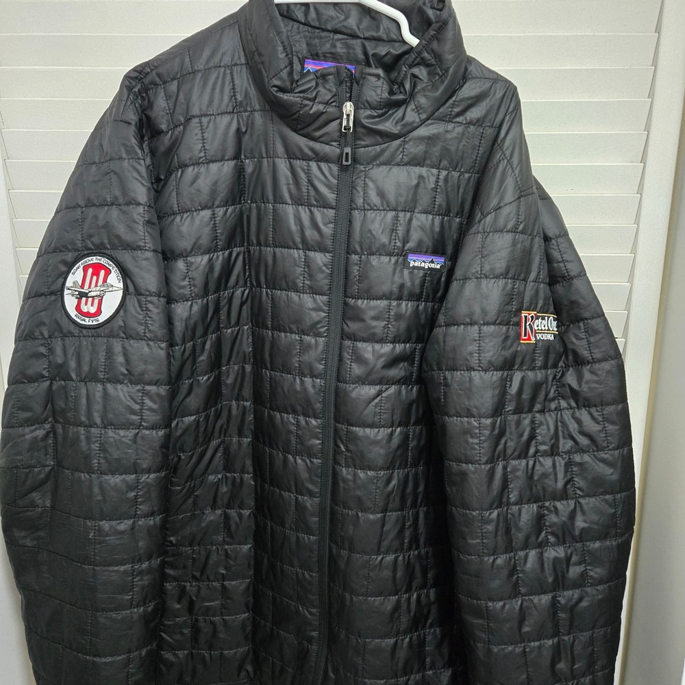 Patagonia Mens XXL Nano Puff Jacket Black Ketel One Jet Patch Insulated Puffer